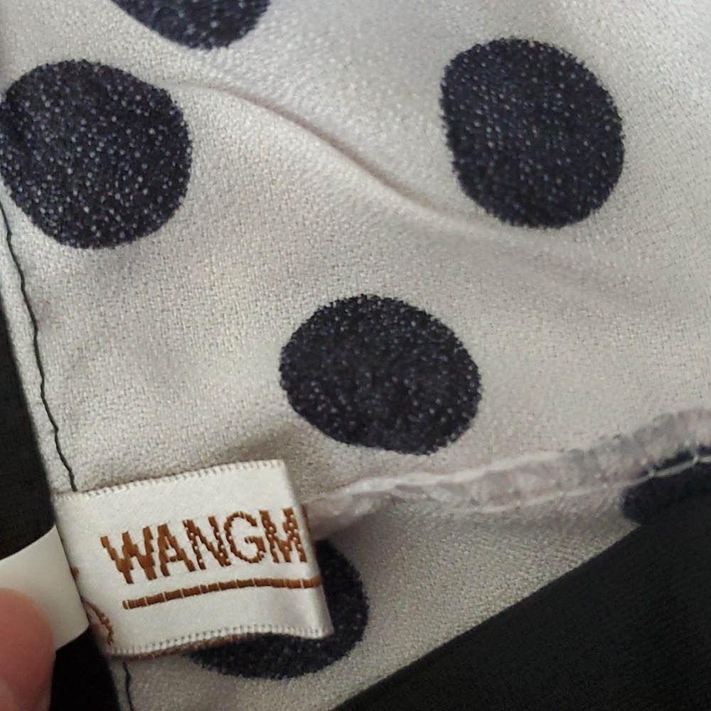 Black & White Sleeveless Polka-dot Summer Dress size M Collared Neck w/ Buttons - Picture 10 of 15